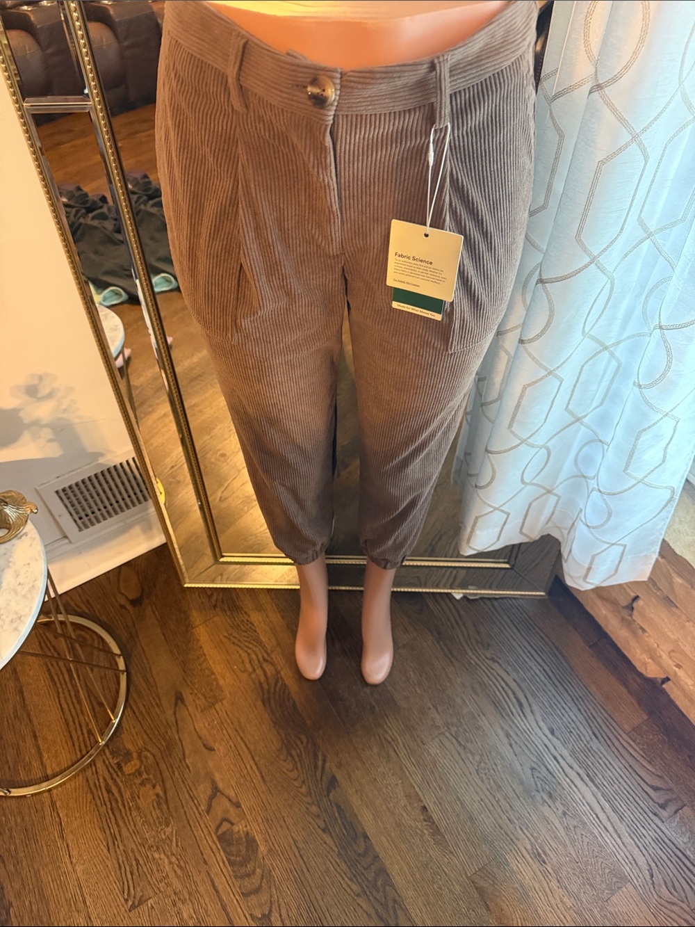 HALARA Women's Cropped Corduroy Ankle Pants in Taupe